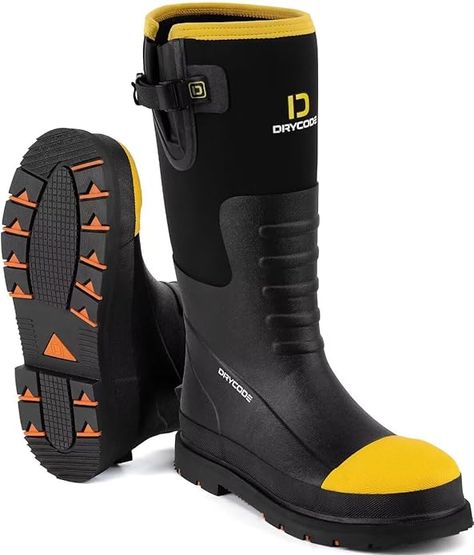 https://amzn.to/3NwgIWl Insulated Work Boots, Survival Equipment, Hunting Boots, Work Boots Men, Work Boot, Rubber Boots, Lumberjack, Toe Designs, Rain And Snow Boots