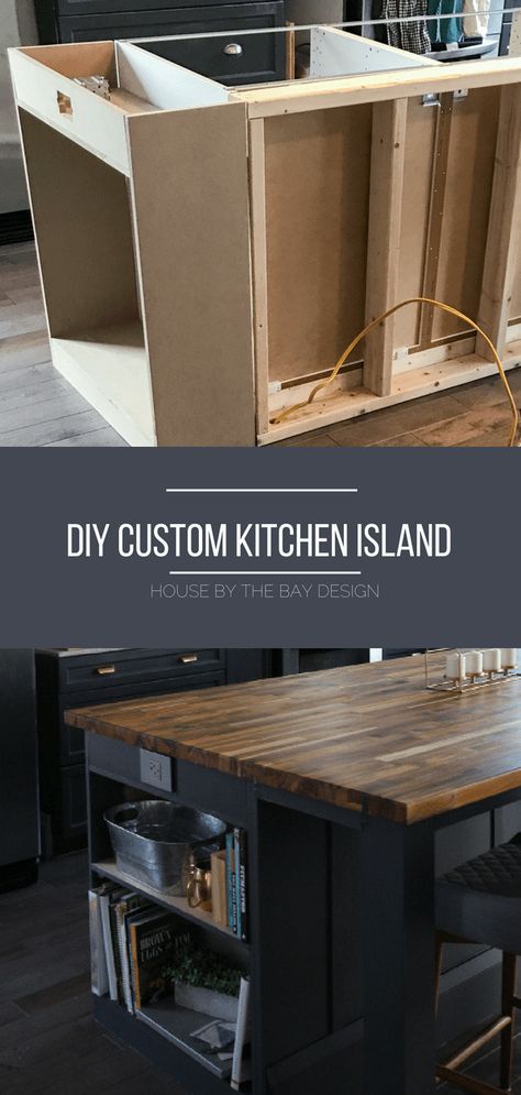 Prefab Cabinets, Kitchen Renovation Diy Ideas, Diy Kitchen Makeover Ideas, Block Countertops, Koti Diy, Unique Kitchen Design, Custom Kitchen Island, Kitchen Design Diy, Kitchen Diy Makeover