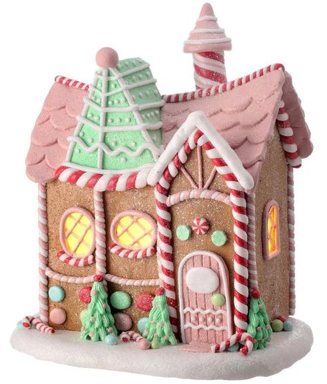 Faux Gingerbread House, Christmas Chalet, Christmas Palace, Faux Gingerbread, Chalet House, Gingerbread Train, Christmas Tabletop Decor, Gingerbread Decorations, Pastel Candy