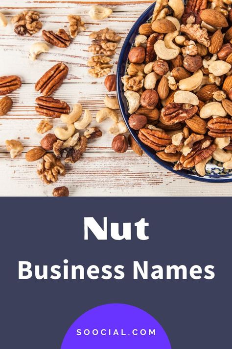 Snack Business Name Ideas, Nuts Shop Design Ideas, Catchy Names For Food Business, Nuts Logo Design Branding, Nuts Branding, Nut Store, Healthy Packaged Snacks, New Business Names, Graphic Design Jobs