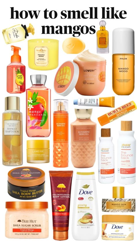 how to smell like mango! Bodycare Aesthetic, Mango Scent, Scent Combos, How To Smell Good, Summer Scents, Fragrance Lab, To Smell Good, Fragrances Perfume Woman, Body Hygiene