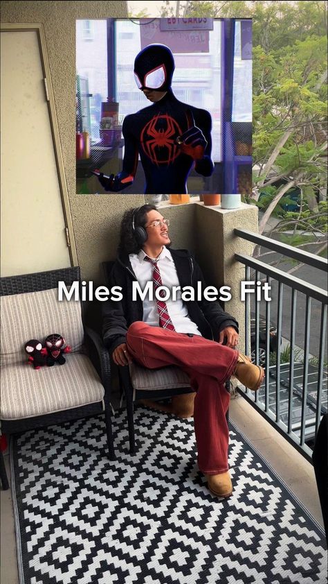 miles morales > peter parker ⋆ ⋆ ⋆ ⋆ ⋆ #milesmorales #spiderman #spiderverse #outfitinspo #pinterestfashion #streetwear #grwm #fashionblogger #fashioncreator #fitcheck #reels #sandiego #fyp #explore Miles Morales Fit, Miles Morales Outfit Aesthetic, Spiderverse Inspired Outfits, Peter Parker Outfit Ideas, Miles Morales Outfit, Spiderman Outfit Ideas, Peter Parker Outfit, Miles Morales Peter Parker, Miles Morales Costume