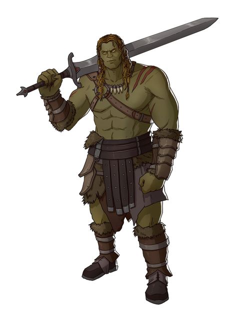 Half Orc Barbarian, The Elder Scrolls, Pathfinder Character, Fantasy Races, Gremlins, Character Design Male, Fantasy Warrior, Fantasy Rpg, Fantasy Inspiration