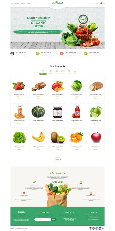 FreshMart - Organic Food Template on Behance Food Website Design, Organic Food Shop, Food Web Design, Food Template, Food Logo Design, Dropshipping Store, Open Board, Creative Web Design, Food Web