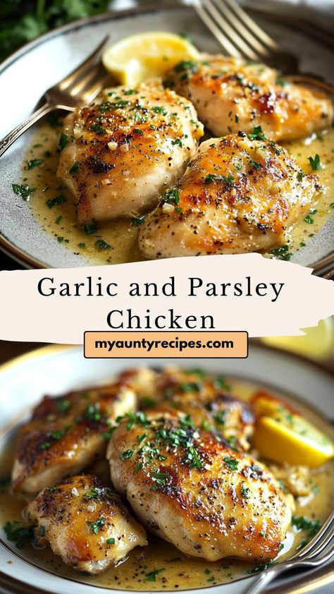 Savor the simplicity of this parsley garlic chicken, where bold flavors meet wholesome ingredients. With tender chicken cooked to perfection and seasoned with fresh herbs, this dish is a go-to for health-conscious foodies. Pair it with roasted vegetables or a side salad for a complete, balanced meal. Parsley Chicken, Parsley Recipes, Garlic Herb Chicken, Herb Chicken, Tasty Recipe, Balanced Meals, Garlic Chicken, Side Salad, Chicken And Vegetables