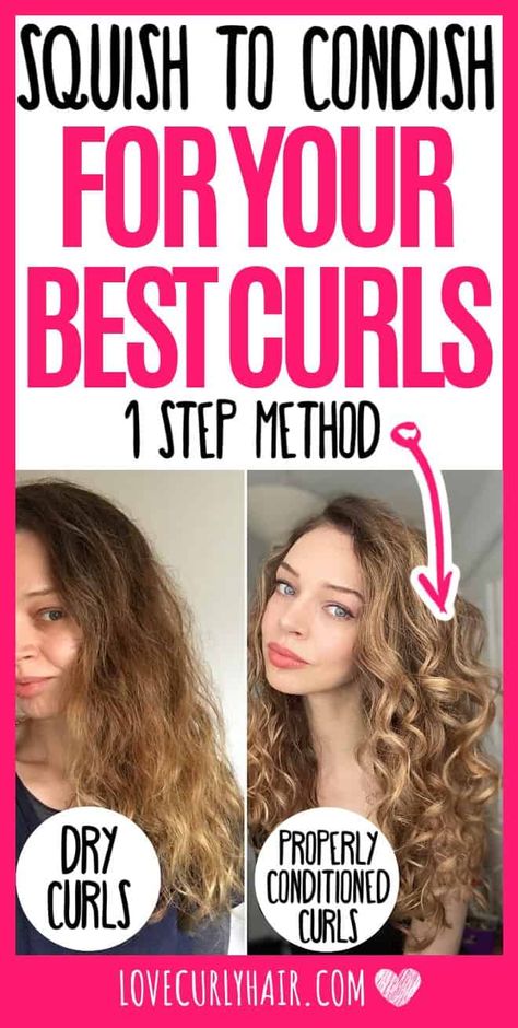 Discover The Squish To Condish Method For Curly Hair. The Best Way To Condition Curls. Squish To Condish For Wavy Hair Too. This Technique Will Condition Curly Hair, Reduce Dryness And Reduce Frizz #conditioner #conditioning #curly #curlygirl #curlyhairroutine #curlygirlmovement #haircare Squish To Condish, Define Curly Hair, Maintaining Curly Hair, Frizzy Wavy Hair, Modern Bob Haircut, Hair Colour Ideas, Wavy Hair Care, Bob Haircut Ideas, Modern Bob