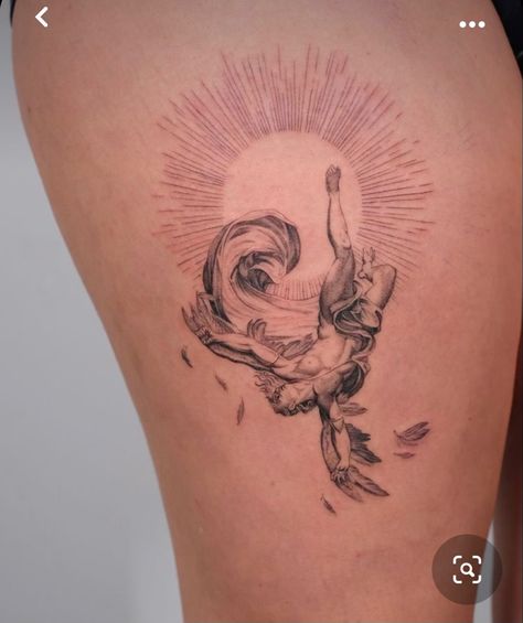 Icarus Falling, Sole Tattoo, Apollo Tattoo, Icarus Tattoo, Autumn Tattoo, Choose Her, Planet Tattoos, Greek Mythology Tattoos, Sharpie Tattoos