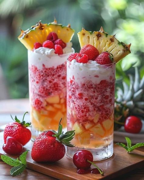 Yummy &very good recipes | **Lava Flow Drink** 🍹🌋 | Facebook Lava Flow Drink, Good Recipes, Lava Flow, Good Food, Presentation, Drinks