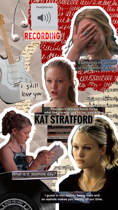 #katstratford #10thingsihateaboutyouaesthetic #10thingsihateboutyou #10thingsihateaboutyoushuffle #katstratfordshuffle #10things #katstratfordwallpaper Kay Stratford, New Boys Names, Harry Potter Iphone Wallpaper, Kat Stratford, Netflix Shows To Watch, Comfort Movie, Movie Collage, Cinema Quotes, Angry Girl