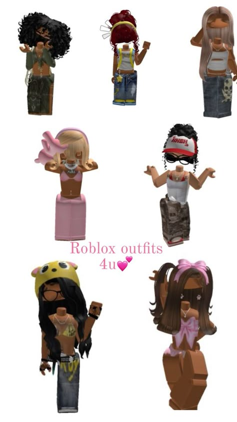 These are black girl outfits or anybody can use them♥︎ Roblox Baddies Outfit, Roblox Name Ideas Y2k, Y2k Roblox Avatars Girl Black, Roblox Styles Names, Outfits For Roblox Avatar, Dti Roblox Avatar, Meepcity Outfit Ideas, Adopt Me Outfit Ideas, Baddie Roblox Outfits