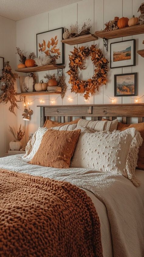 Orange Room Aesthetic, Burnt Orange Bedroom, Cozy Mood, Orange Rooms, Fall Bedroom Decor, Halloween Bedroom, Earthy Bedroom, Orange Country, Moody Bedroom