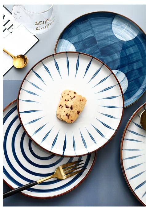 Nordic Style Hand Painted Ceramic Plate 8 Inch 10 Inch Blue Patterned Round Dessert Dishes Dinner Plates Japanese Tableware|Dishes & Plates| - AliExpress Nordic Plates, Painted Ceramic Plates, Dishes Plates, Japanese Tableware, Dessert Dishes, Hand Painted Ceramic, Ceramic Plate, Dry Clay, Air Dry Clay