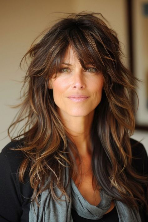 Rocker Hair, Layered Hair With Bangs, Best Haircuts, Haircuts For Medium Hair, Long Locks, Long Hair With Bangs, Long Layered Hair, Long Hairstyles, Medium Hair Cuts