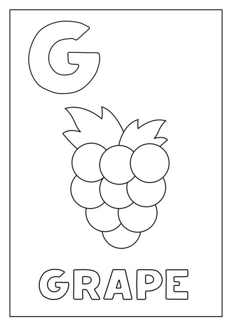 Learning English alphabet for kids. Letter G. Cartoon grapes. G Is For Grapes Craft, G For Grapes, G Is For Grapes, Elephant Drawing For Kids, English Alphabet For Kids, Letter G Crafts, Letter G Activities, Alphabet Tracing Printables, Kids Colouring Printables