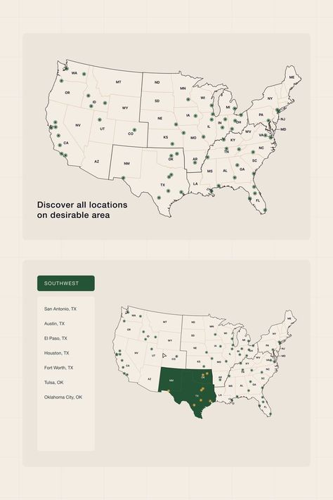 Explore destinations with ease using our Location Map, featuring smooth transitions and interactive elements to enhance users’ navigation experience. This design showcases intuitive, user-friendly functionality. Map Pins, Web Development Projects, Website Redesign, Pin Map, Usa Map, Location Map, Interactive Map, User Interface Design, Map Design