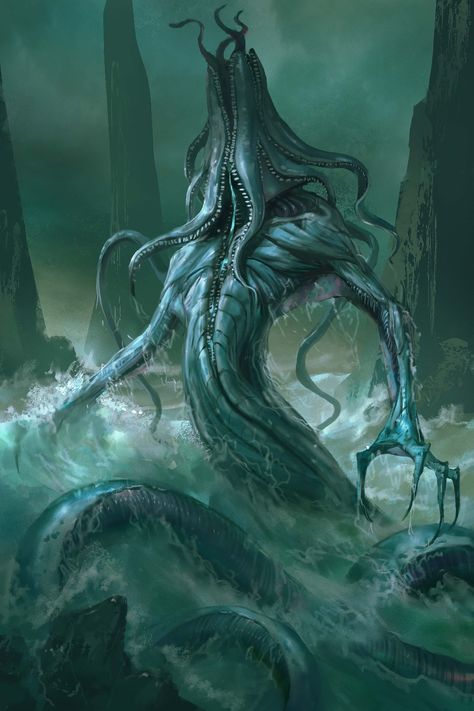 Sea Monster Art, Ocean Monsters, Lovecraft Monsters, Lovecraftian Horror, Dark Creatures, Beast Creature, Eldritch Horror, Creature Artwork, Paintings And Drawings