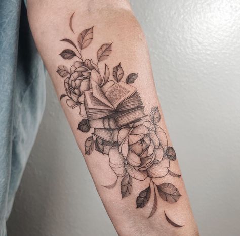 Snake And Book Tattoo, Book Half Sleeve Tattoo, Book Tattoo Sleeve, Book Themed Tattoos, Hood Rat, Bookish Tattoos, Inspired Tattoos, Tasteful Tattoos, Forearm Tattoo Women