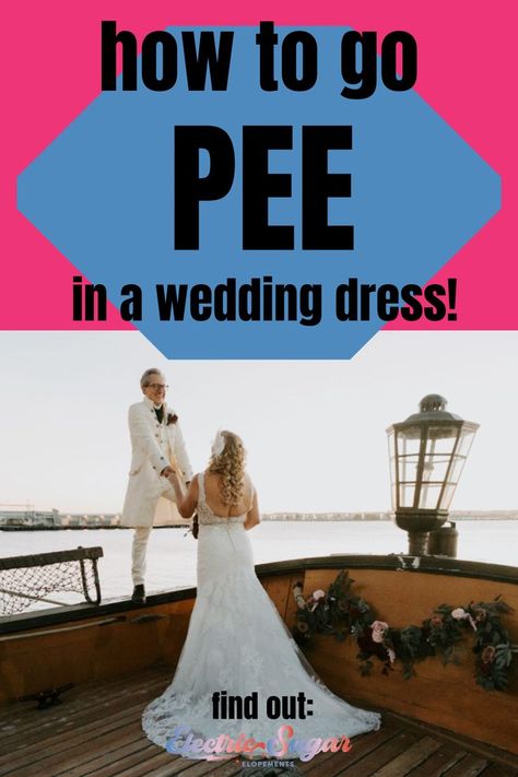 Gotta GO...PEE? Yep--navigating the bathroom in a wedding dress is...TRICKY! You're suddenly doing your sickest Simone Biles moves over the toilet trying to figure out how to pee without getting it on your beautiful dress. Electric Sugar Elopements has this one in the bag: read on to find out how to bypass bathroom jitters on your wedding day. Over The Toilet, To Pee, Simone Biles, How To Go, A Wedding Dress, Guest List, On Your Wedding Day, The Bathroom, Perfect Wedding