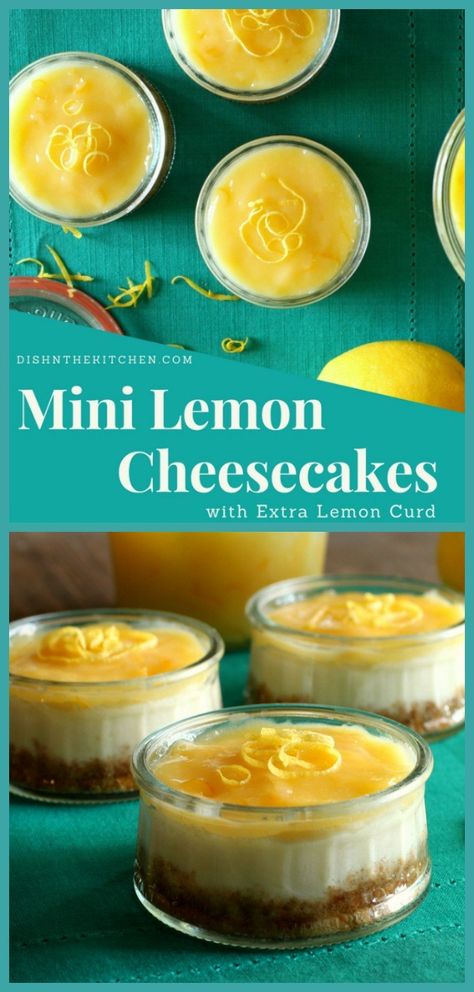 Brighten your grey day with a bit of citrus! Rich mini cheesecakes topped with tangy lemon curd. #cheesecake #lemoncurd #citrus Lemon Cheesecakes, Savory Bakes, Lemon Curd Cheesecake, Cheesecake Base, Mini Lemon Cheesecakes, Individual Cheesecakes, Picnic Desserts, Rich Cheesecake, Turnover Recipes