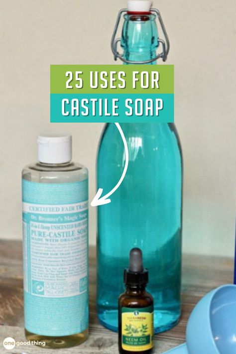 castile soap on a table next to a water bottle and essential oil bottle Castile Soap Uses, Castile Soap Recipes, Organic Cleaning, How To Clear Sinuses, Honey Facial, Mopping Floors, Cleaning Laundry, Organic Cleaning Products, Makeup Brush Cleaner