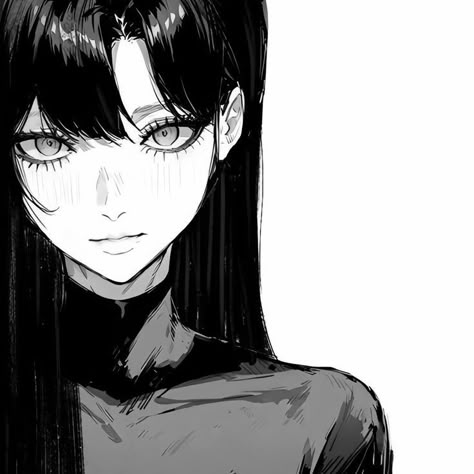 Black And White Manga Pfp, Instagram Cartoon, 얼굴 드로잉, Anime Black Hair, Dark White, Best Anime Couples, Manga Cute, Anime Monochrome, Digital Art Anime