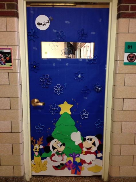 Mickey Magical Christmas door Disney Christmas Door, Christmas Door Contest Ideas Teachers, Mickey Mouse Christmas Classroom Door, Disney Christmas Bulletin Boards, Disney Christmas Door Decorations, Mickey Christmas Door Decorations, Mickey Mouse Christmas Door, Mickey Mouse Christmas Door Decorations, Disney Christmas Door Decor For School