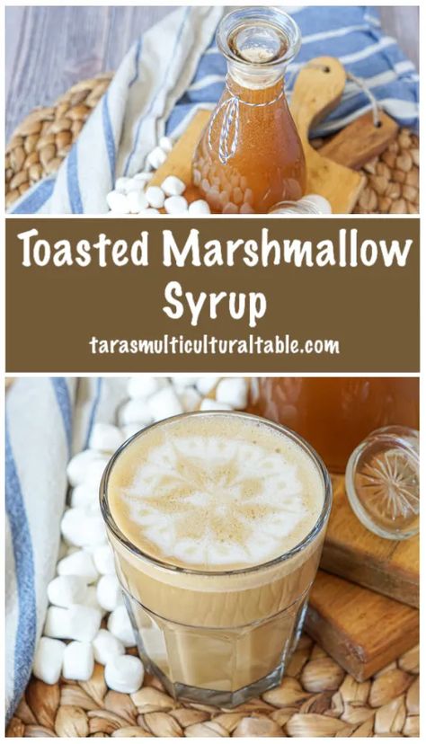 Marshmallow Syrup Coffee, Homemade Coffee Syrups Recipes, Marshmallow Sauce For Coffee, Coffee Marshmallow Recipe, Simple Syrup Gift Ideas, Marshmallow Coffee Syrup, Syrup For Coffee Recipe, Homemade Starbucks Syrups, Summer Coffee Syrups