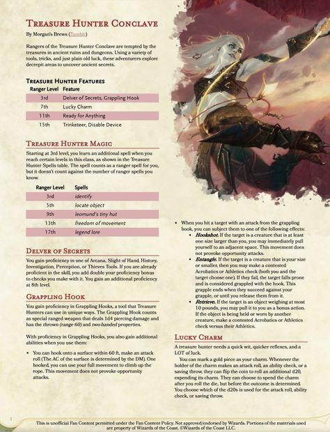 (Ranger) Treasure Hunter Dnd Builds, Grapple Hook, Dnd Ranger, Dnd Subclasses, Homebrew Classes, Ranger Dnd, Dnd Portraits, Character Classes, Dnd Things