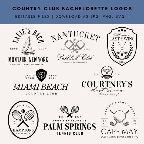 Country Club Bachelorette, Club Bachelorette Party, Country Club Aesthetic, Club Bachelorette, Party Logo, Classic Golf, Clubbing Aesthetic, Sophisticated Bride, Bach Party