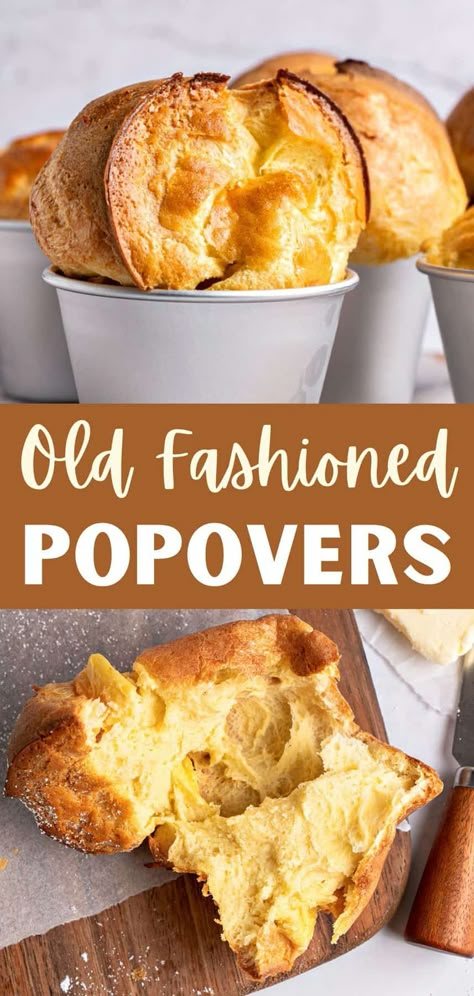 Mary Makes It Easy Recipes Popovers, The Quick Journey, Air Fryer Popovers, Popovers Recipes Martha Stewart, Best Popover Recipe, English Popovers, Pop Overs Recipe Muffin Tin, Popovers Recipes Easy, Pop Over Recipe