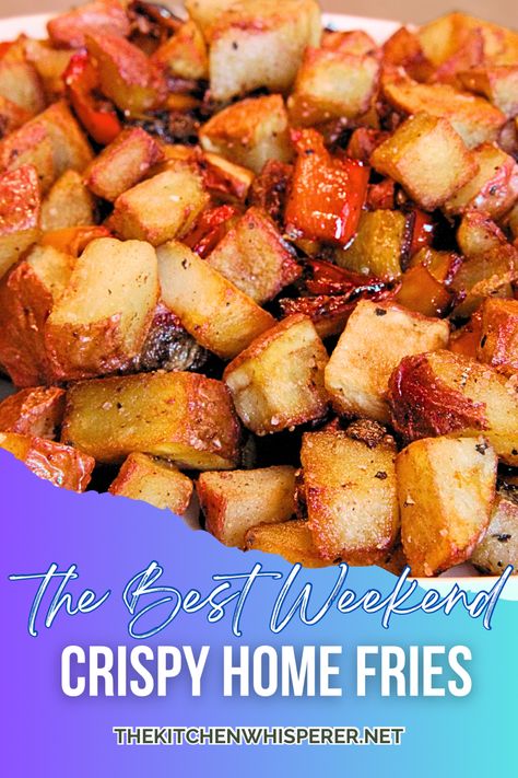 Crispy diner-style home fries from your kitchen are easier than you think with my recipe! Diner Home Fries, Best Home Fries Recipe, Home Fries With Peppers And Onions, How To Make Home Fries, Home Fries Recipe Oven, Home Fries Breakfast, Homemade Home Fries, Crispy Home Fries, Home Fries Recipe