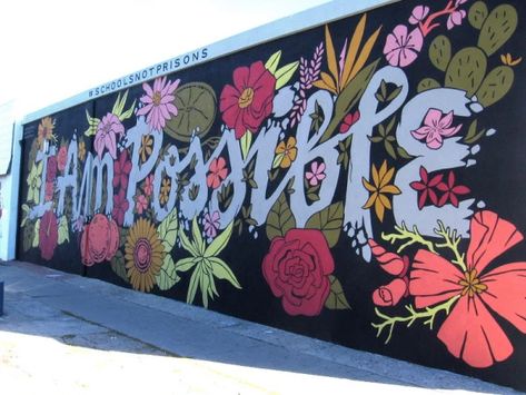 Positive mural offers hope for at-risk youth. – Cool San Diego Sights! Mural Fence, Outdoor Murals, Wall Murals Diy, Garden Mural, Modern Mural, Mural Inspiration, School Murals, Street Mural, Large Mural