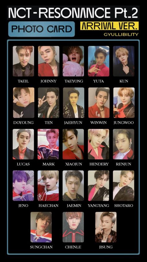 Nct 2020 Resonance Pt.2, Nct Resonance Pt 1, Nct Resonance Pt 2, Photocard Template, Kpop Shop, Photo Card Template, Pop Albums, Nct Life, Frat Boy