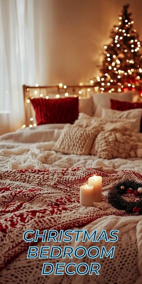 Transform your bedroom into Festive paradise with cozy elements like string lights. This pin showcases soft and warm holiday vibes perfect for Christmas. Explore these ideas on how to create magic in every room this festive season. Cozy Christmas Bedroom, Christmas Bedroom Decor, Moments With Friends, Dream Christmas, Christmas Decorations Bedroom, Holiday Vibes, Warm Lighting, Christmas Bedroom, Cozy Atmosphere