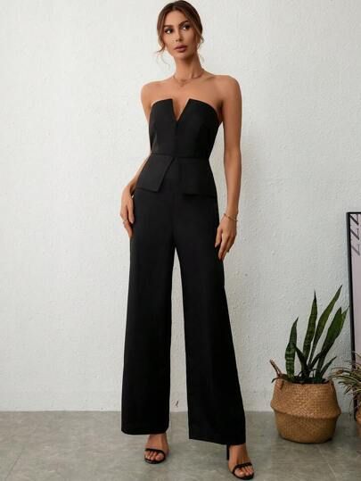 Tube Jumpsuit Outfit, Graduation Outfits For Women, Boohoo Outfits, Tube Top Jumpsuit, Womens Black Jumpsuit, Fiesta Dress, Tube Jumpsuit, Civil Wedding Dresses, Old Outfits