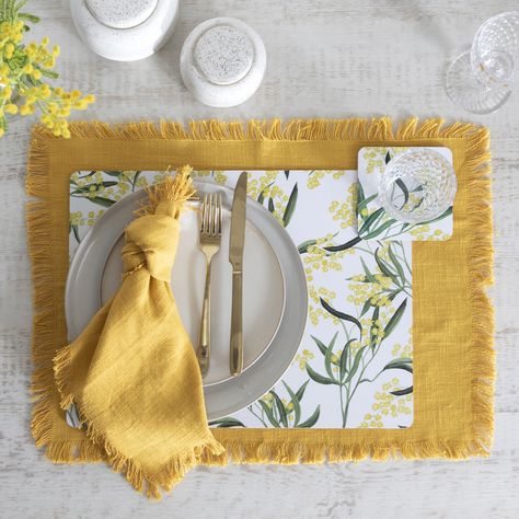 Mustard Table, Project Table, Love Of Nature, Activity Mat, Australia Day, Pillow Talk, Linen Cushion, Quality Bedding, Linen Table Runner