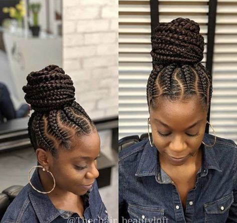 Black Women Braided Updo Hairstyles, Corn Roll Updo Braid Hairstyles, Braided Up Bun For Black Women, Braids Into A Bun Black Women, Crotchet Updo, Braids In A Bun Black Women, Cornrows Braids For Black Women Bun, Cornrow Hairstyles Updo, Braided Bun Hairstyles For Black Women