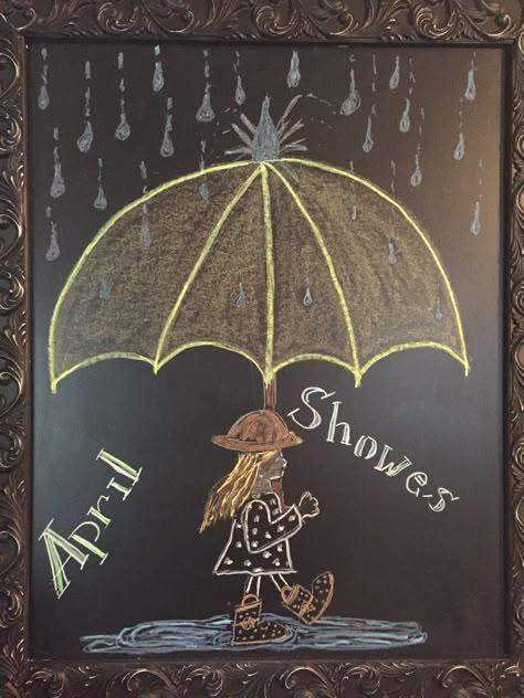 April showers, brings May flowers Spring chalkboard Spring Black Board Art, April White Board Ideas, April Chalkboard Ideas, April Whiteboard Ideas, Spring Chalkboard Ideas Easy, Spring Whiteboard Ideas, Easy Spring Chalkboard Art, April Chalkboard Art, March Chalkboard Calendar