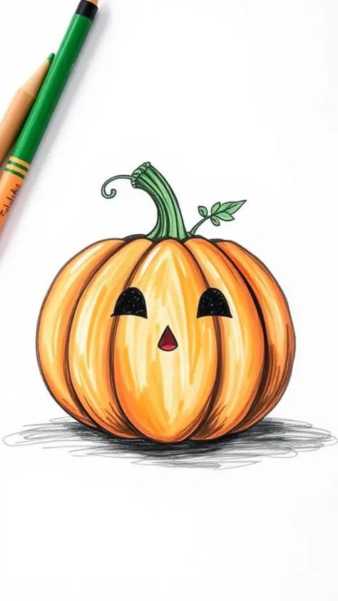 Check Out This Cute Pumpkin Drawing & 12+ Other Pumpkin Drawing Ideas! #drawinginspiration #drawing Cute Pumpkin Drawing, Pumpkin Drawing Ideas, Pumpkin Drawing, Pumpkin Art, Cute Pumpkin, Drawing Inspiration, Drawing Ideas, Drawings, Art