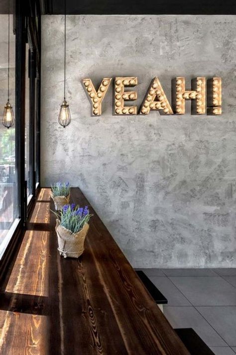 Coffee Shop Signage, Large Light Up Letters, Large Metal Letters, Café Design, Shop Signage, Luxury Restaurant, Light Up Letters, Modern Restaurant, Coffee Shop Design