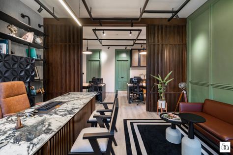 Office Space Transitioning Away from a Traditional Cubicle Environment Leveraging Natural Light and Extra Height | Tatvam Concepts - The Architects Diary Eccentric Home, Home Office Interior, Creative Office Space, Streaming Music, Teak Wood Furniture, Office Plan, Office Designs, Space Projects, Lobby Interior