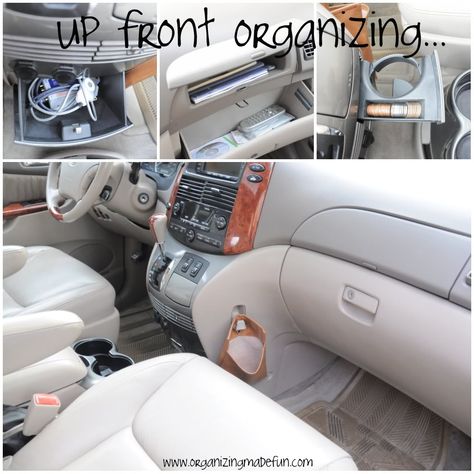 Organizing Made Fun: Organizing the van Mini Van Accessories, Van Organization Minivan Kids, Minivan Accessories, Minivan Hacks, Honda Odyssey Organization, Minivan Organization, Force Gurkha, Comfy Car, Minivan Mom