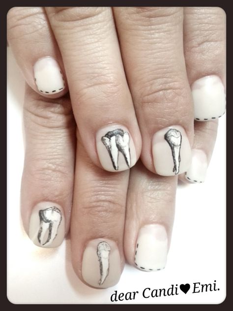 Dental Nails, Dentist Nails, Work Appropriate Nails, Giraffe Nails, Teeth Nails, Men Nail, Nail Sunny, Molar Tooth, Dental Art