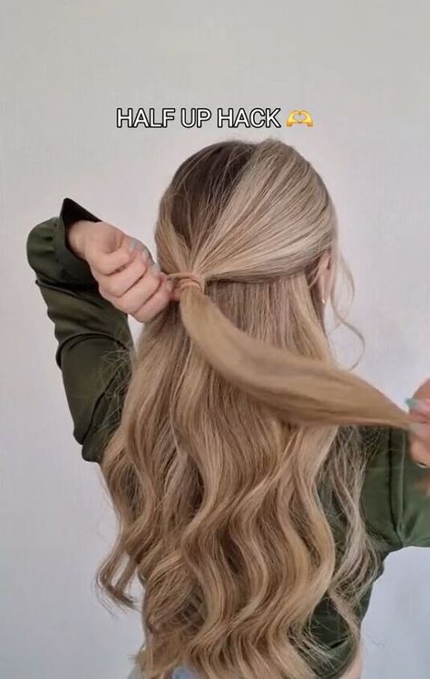 Half Up Half Down For Straight Hair, Tutorial Half Up Half Down Hair, Long Hair Updo Easy Step By Step Half Up, How To Do Half Up High Ponytail, Half Up Half Down How To, Hairstyles For Waitresses Long Hair, Long Straight Hair Half Up Half Down, Half Updo For Thinning Hair, Half Up Half Down Hair Diy