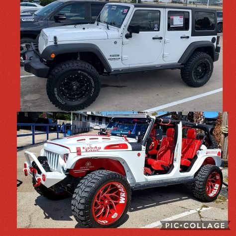 White And Red Jeep Wrangler, White Jeep Red Accents, Jeep Wrangler Stickers, Willy Jeep, Wrangler Interior, Jeep Rims, Red Jeep Wrangler, Jeeps Wrangler, White Jeep Wrangler