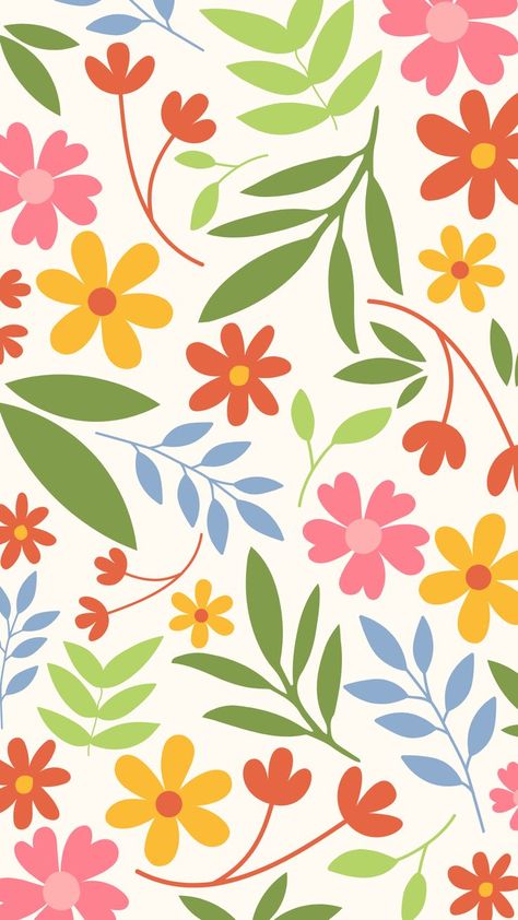 Simple Floral Pattern Design, Colorful Floral Background, Simple Floral Illustrations, Fun Wallpaper Backgrounds, Floral Background Drawing, Simple Flower Background, Floral Doodles Pattern, Fun Phone Wallpaper, Flower Illustration Simple