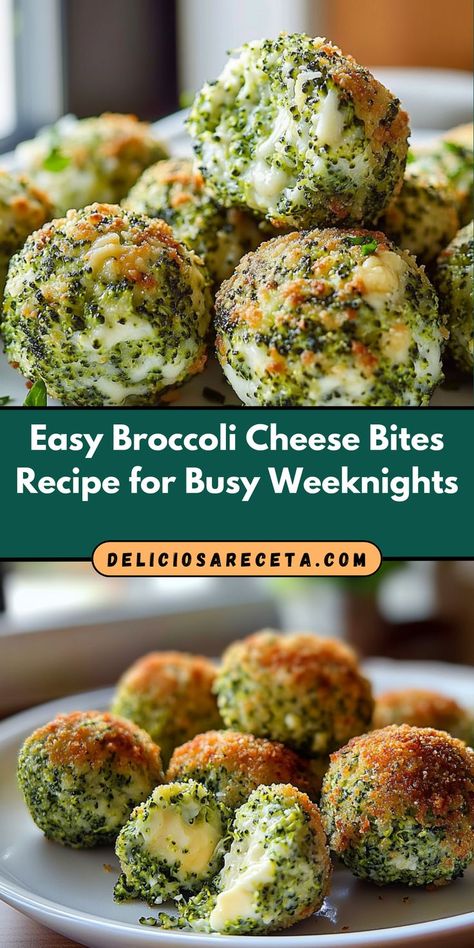 Looking for a quick and delicious weeknight meal? Try these Easy Broccoli Cheese Bites! This simple recipe combines fresh broccoli, sharp cheddar cheese, and breadcrumbs into perfectly baked bites that are crispy on the outside and cheesy on the inside. In just 35 minutes, you can whip up a nutritious dish that will satisfy even the pickiest eaters. Whether as a snack or a side dish, these broccoli fritters are sure to impress and keep everyone coming back for more! Broccoli Cheese Balls, Broccoli Cheese Bites, Cheese Bites Recipe, Broccoli Fritters, Delicious Broccoli, Easy Broccoli, Broccoli Cheese, Cheese Bites, Fresh Broccoli