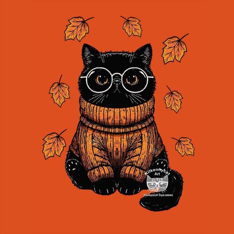 I'm channeling autumn as I sip a pumpkin cream chai latte. So happy Fresco finally got symmetry because I'm pretty bad with getting things symmetrical. Now if I could get this option irl for my actual paintings, that would be great 😹 Sweater Weather Cat for C!aturday #cat #art #artist #caturday #autumn #kilkennycatart #sweaterweather Fall Cats, Folk Art Painting, Painted Pumpkins, Cat Painting, A Pumpkin, Sweater Weather, Cat Art, Folk Art, Art Painting