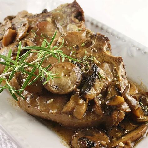 Veal Chop with Portabello Mushrooms Recipe | Allrecipes Veal Chop Recipes, Portabello Mushrooms, Veal Chop, Veal Recipes, Loin Chops, Pork Loin Roast, Chops Recipe, Entree Recipes, Mushroom Recipes