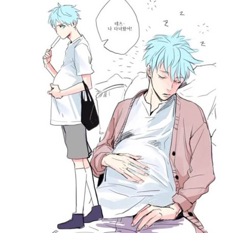 Pregnant Kuroko Pregnant Anime, Pregnant Girl, Anime Pregnant, Mpreg Anime, Anime Family, Anime Dad, Anime Baby, Kuroko No Basket, 판타지 아트